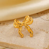 Wholesale Women's Stainless Steel Bow Ring Handmade Polished 18K Gold Plated