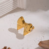 Wholesale Women's Stainless Steel Bow Tie Ring With Pvd Furnace Vacuum Real Gold Plating In Creamy Sweet Girl Style