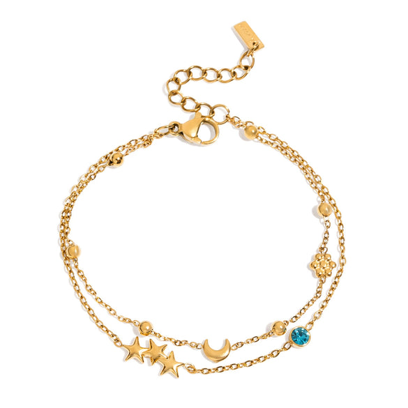 Wholesale Women's Stainless Steel Bracelet With Geometric Starburst Design Electroplated Hand Jewelry