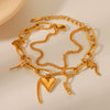 Wholesale Women's Stainless Steel Bracelet With Heart And Geometric Pattern Electroplated