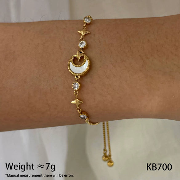 Wholesale Women's Stainless Steel Bracelet With Love Star Moon Design And Heart Shape Simple Style Electroplated