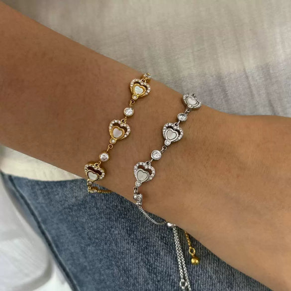 Wholesale Women's Stainless Steel Bracelet With Love Star Moon Design And Heart Shape Simple Style Electroplated