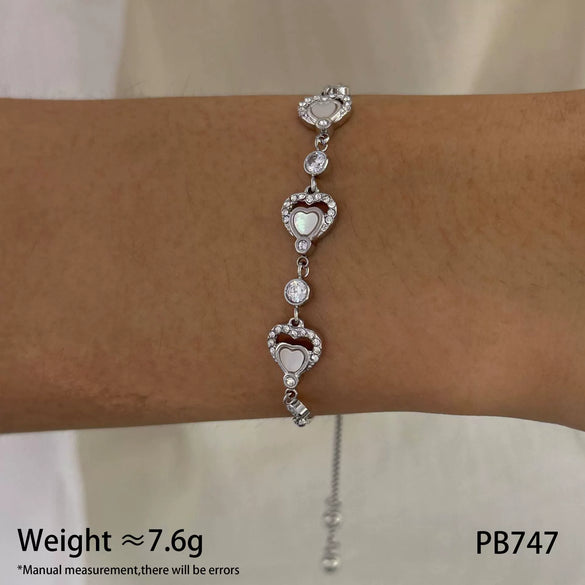 Wholesale Women's Stainless Steel Bracelet With Love Star Moon Design And Heart Shape Simple Style Electroplated