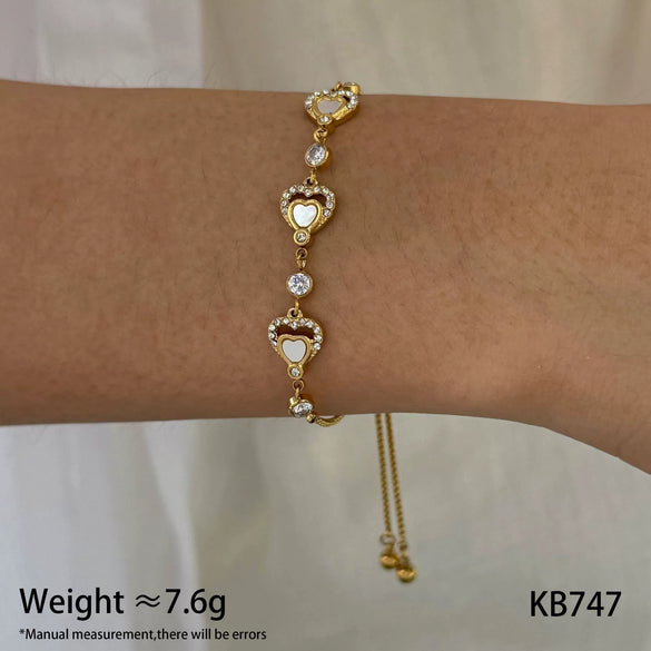 Wholesale Women's Stainless Steel Bracelet With Love Star Moon Design And Heart Shape Simple Style Electroplated