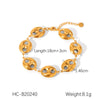 Wholesale Women's Stainless Steel Bracelet With Square Butterfly Shell Water Drop Zircon Flower Design And Electroplating Process