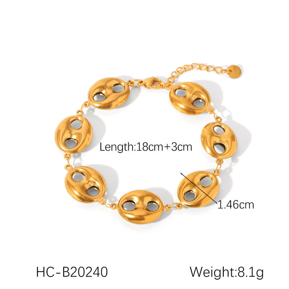 Wholesale Women's Stainless Steel Bracelet With Square Butterfly Shell Water Drop Zircon Flower Design And Electroplating Process