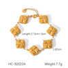 Wholesale Women's Stainless Steel Bracelet With Square Butterfly Shell Water Drop Zircon Flower Design And Electroplating Process