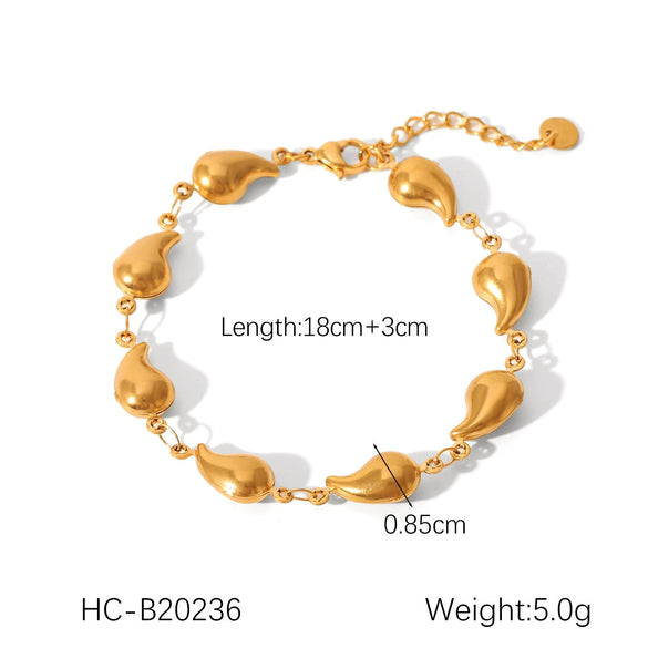 Wholesale Women's Stainless Steel Bracelet With Square Butterfly Shell Water Drop Zircon Flower Design And Electroplating Process
