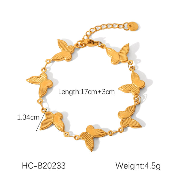 Wholesale Women's Stainless Steel Bracelet With Square Butterfly Shell Water Drop Zircon Flower Design And Electroplating Process