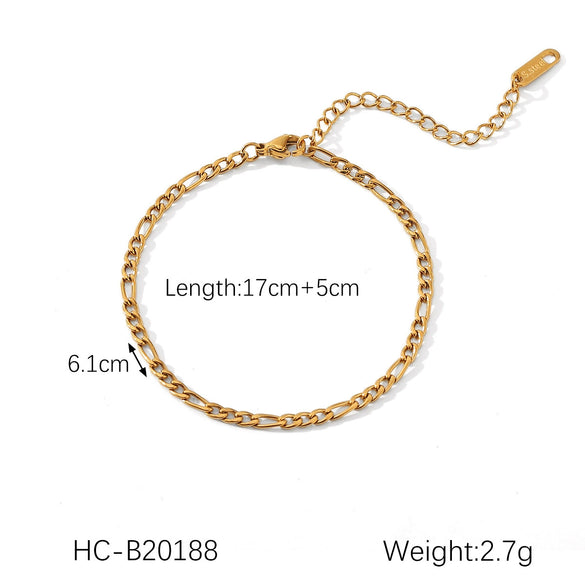 Wholesale Women's Stainless Steel Bracelet With Twist Chain Blade Chain Figaro Chain Snake Bone Chain In Geometric Design With 18K Gold Electroplating That Doesn't Fade