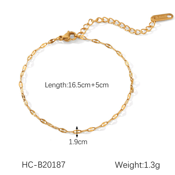 Wholesale Women's Stainless Steel Bracelet With Twist Chain Blade Chain Figaro Chain Snake Bone Chain In Geometric Design With 18K Gold Electroplating That Doesn't Fade