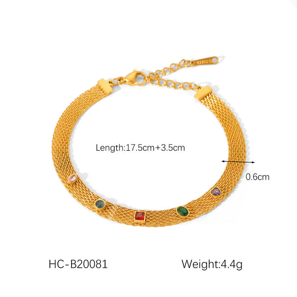 Wholesale Women's Stainless Steel Bracelet With Twist Chain Blade Chain Figaro Chain Snake Bone Chain In Geometric Design With 18K Gold Electroplating That Doesn't Fade