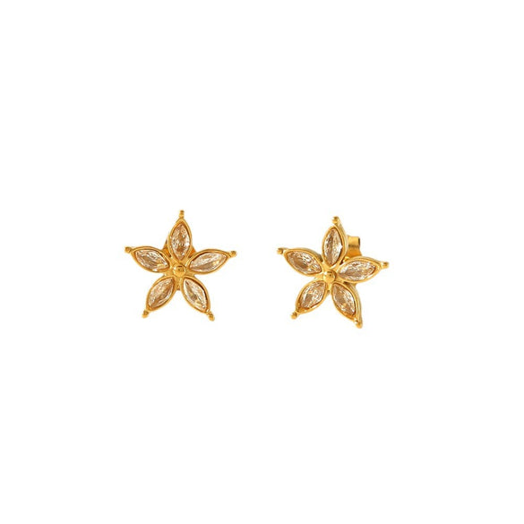 Wholesale Women's Stainless Steel Butterfly And Flower Pattern Electroplated Ear Jewelry