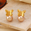 Wholesale Women's Stainless Steel Butterfly Animals Zodiac Electroplated Ear Studs