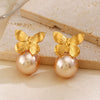 Wholesale Women's Stainless Steel Butterfly Animals Zodiac Electroplated Ear Studs