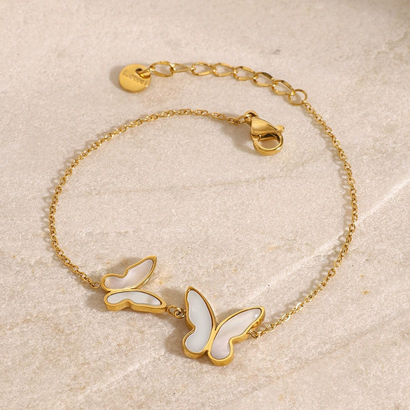 Wholesale Women's Stainless Steel Butterfly Design Electroplated Bracelet