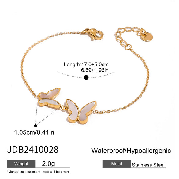 Wholesale Women's Stainless Steel Butterfly Design Electroplated Bracelet
