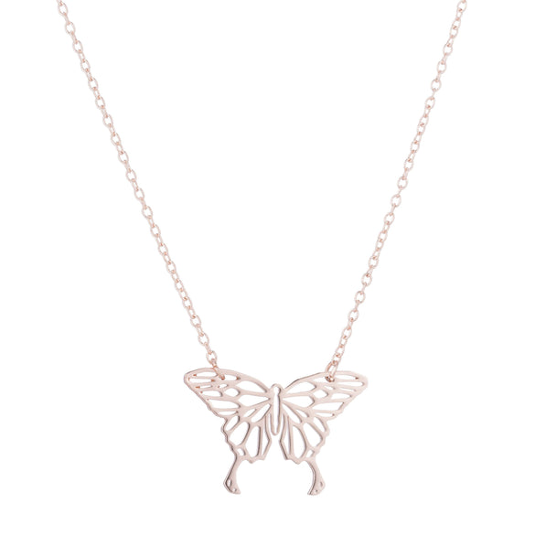 Wholesale Women's Stainless Steel Butterfly Ochain Pendant Necklace With Electroplating And Animal Pattern