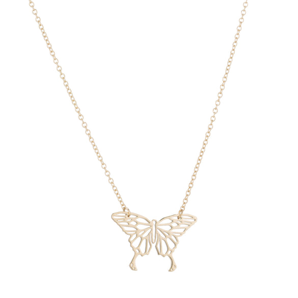 Wholesale Women's Stainless Steel Butterfly Ochain Pendant Necklace With Electroplating And Animal Pattern