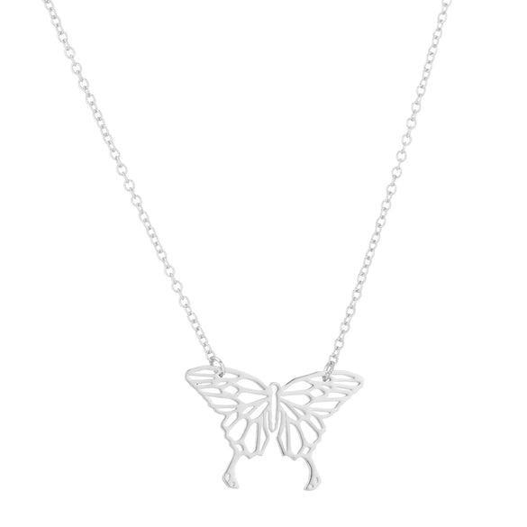 Wholesale Women's Stainless Steel Butterfly Ochain Pendant Necklace With Electroplating And Animal Pattern