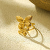 Wholesale Women's Stainless Steel Butterfly Ring Light Luxury Style Electroplated