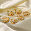 Wholesale Women's Stainless Steel C Shaped Earrings With Hammer Pattern And Inlaid Zircon Pearl Electroplated With 18K Gold