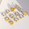 Wholesale Women's Stainless Steel Casting Electroplated Open Ring Set With Geometric And Flower Patterns