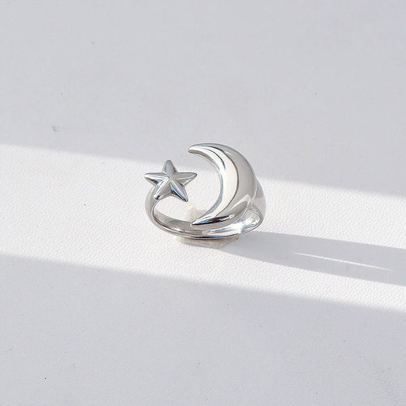 Wholesale Women's Stainless Steel Casting Electroplated Open Ring Set With Geometric And Flower Patterns