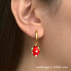 Wholesale Women's Stainless Steel Ceramic Earrings With Love Strawberry Butterfly And Teapot Patterns Electroplated