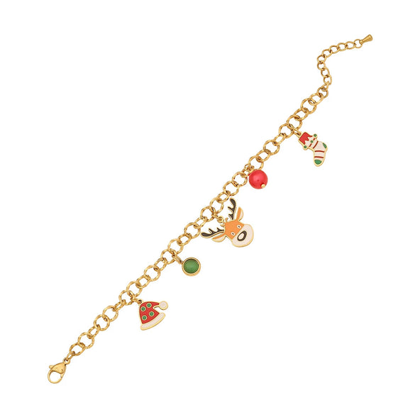 Wholesale Women's Stainless Steel Christmas Necklace With Sleigh Elk Pendant Electroplated Twist Chain New Fashion Jewelry