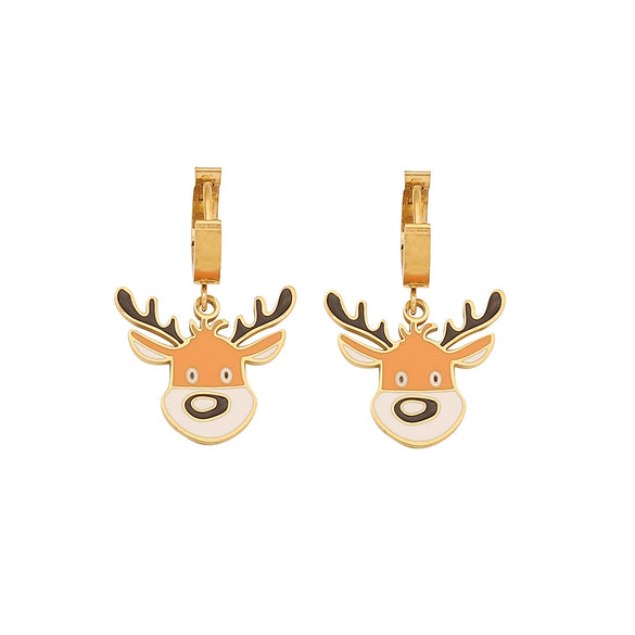 Wholesale Women's Stainless Steel Christmas Necklace With Sleigh Elk Pendant Electroplated Twist Chain New Fashion Jewelry