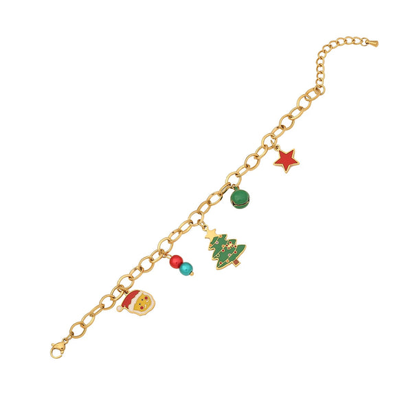 Wholesale Women's Stainless Steel Christmas Necklace With Sleigh Elk Pendant Electroplated Twist Chain New Fashion Jewelry