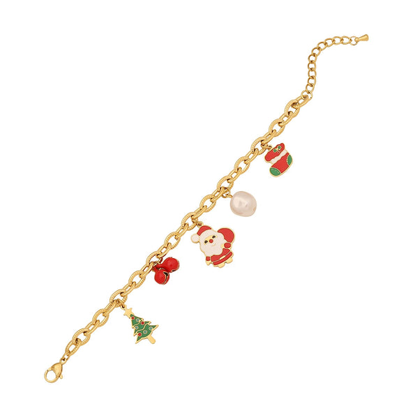 Wholesale Women's Stainless Steel Christmas Necklace With Sleigh Elk Pendant Electroplated Twist Chain New Fashion Jewelry