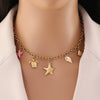 Wholesale Women's Stainless Steel Clavicle Chain Jewelry With Sun Portrait Star Moon Starfish Love Design In Star Shape And Electroplating Treatment