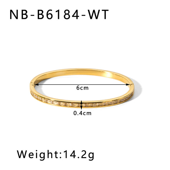 Wholesale Women's Stainless Steel Color Buckle Bracelet With Rectangular Color Zircon And 18K Furnace Vacuum Plating