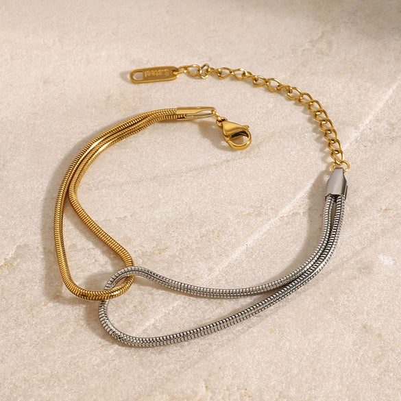 Wholesale Women's Stainless Steel Colorblock Geometric Bracelet With Electroplating Treatment