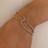 Wholesale Women's Stainless Steel Colorblock Geometric Bracelet With Electroplating Treatment