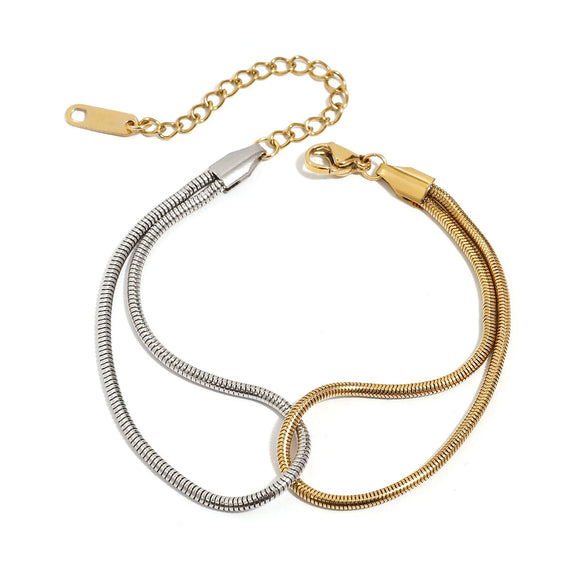 Wholesale Women's Stainless Steel Colorblock Geometric Bracelet With Electroplating Treatment