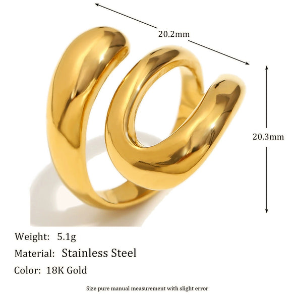 Wholesale Women's Stainless Steel Creative Niche Design Sense Bracelet With 18K Gold Plated French Three Layer Open Snake Ring And Geometric Pattern