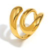 Wholesale Women's Stainless Steel Creative Niche Design Sense Bracelet With 18K Gold Plated French Three Layer Open Snake Ring And Geometric Pattern