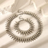Wholesale Women's Stainless Steel Crescent Necklace And Bracelet Jewelry Suit With Pvdp Furnace Real Gold Treatment