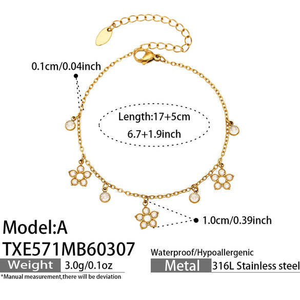Wholesale Women's Stainless Steel Cross Crown Roman Numerals Pattern Electroplated Multipendant Necklace Bracelet Set