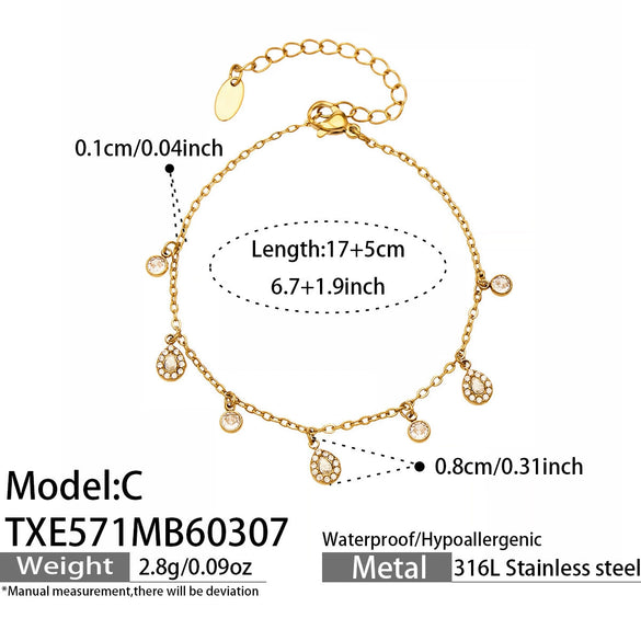 Wholesale Women's Stainless Steel Cross Crown Roman Numerals Pattern Electroplated Multipendant Necklace Bracelet Set