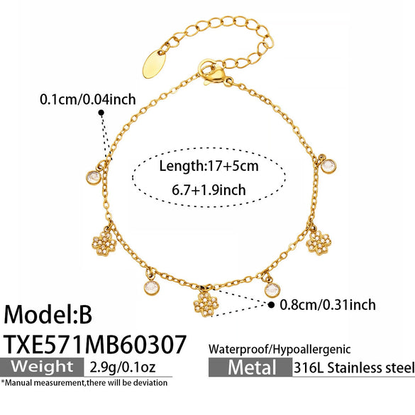 Wholesale Women's Stainless Steel Cross Crown Roman Numerals Pattern Electroplated Multipendant Necklace Bracelet Set