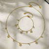 Wholesale Women's Stainless Steel Cross Crown Roman Numerals Pattern Electroplated Multipendant Necklace Bracelet Set