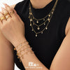 Wholesale Women's Stainless Steel Cross Crown Roman Numerals Pattern Electroplated Multipendant Necklace Bracelet Set