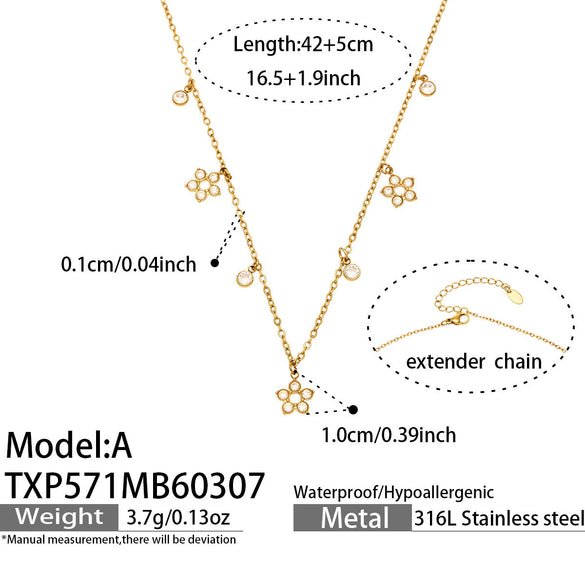 Wholesale Women's Stainless Steel Cross Crown Roman Numerals Pattern Electroplated Multipendant Necklace Bracelet Set