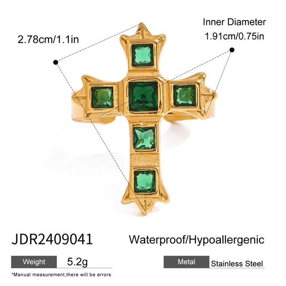 Wholesale Women's Stainless Steel Cross Opening Ring With Electroplating Treatment For Hand Jewelry