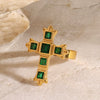 Wholesale Women's Stainless Steel Cross Opening Ring With Electroplating Treatment For Hand Jewelry