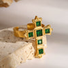 Wholesale Women's Stainless Steel Cross Opening Ring With Electroplating Treatment For Hand Jewelry